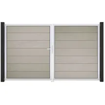 GROJA Doppeltor 300 x 180 cm Beige/Grau/Braun/Schwarz Aluminium
