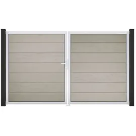 GROJA Doppeltor 300 x 180 cm Beige/Grau/Braun/Schwarz Aluminium