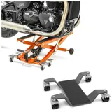 ConStands Motorradheber Set: Motorrad Hebebühne Mid-lift XL bis 500kg or # mit Rangierhilfe Ea