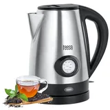 Teesa kabelloser Wasserkocher mit Wassertemperaturanzeige TSA1513 1,7 l, gebürstetes Aluminium