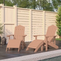 Möbel Outdoor Relaxsessel,Balkonstuhl Adirondack-Gartenstühle 2 Stk. mit Hockern HDPE Braun DE87431