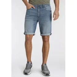 Jeansshorts H.I.S "DEYO", Herren, Gr. 33, N-Gr, blau (light blau), Denim/Jeans, Obermaterial: 98% Baumwolle, 2% Elasthan, modisch, normal kniefrei, Jeans, gerader Schnitt, Used-Waschung, niedrige Leibhöhe
