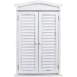 Mendler Wandspiegel Badspiegel Badezimmer Spiegelfenster mit Fensterläden, 71x46x5cm ~ shabby weiß