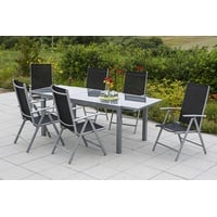 Merxx Amalfi Set 7-tlg. Tisch 220 x 90 cm inkl. Klappsessel schwarz