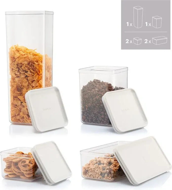 BODUM CANTEEN Set mit 6 Vorratsgläsern - Weißer Deckel