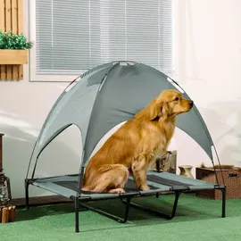 PawHut Hundebett mit Baldachin 122 x 92 cm grau