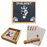 Kartenspiel Skat Poker mit 5x Würfel Spiele Set Reisen Naturholz Festivalking®
