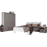 Xlmoebel Komplettschlafzimmer Bett Nachttisch Kleiderschrank 4tlg Schlafzimmer Set Design Artdeco, (4-tlg., 4tlg.Set (Bett + 2x Nachttische + Kleiderschrank), Hergestellt in Europa weiß