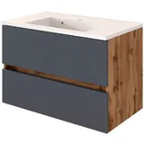 Held-Möbel Waschtischunterschrank Lucca Dekor Grau 80 cm