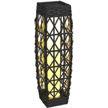 Outsunny Solarleuchte Rattan Solarlampe, Wegleuchte mit Lichtsensor, Anti-UV Solarlaterne für Balkon