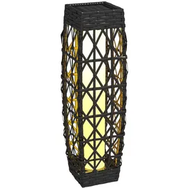 Outsunny Solarleuchte Rattan Solarlampe, Wegleuchte mit Lichtsensor, Anti-UV Solarlaterne für Balkon