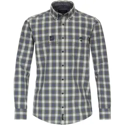 Langarmhemd CASAMODA "CASAMODA", Herren, Gr. L, Normalgrößen, blau (dunkelblau), 100% Baumwolle, kariert, lässig geschnitten, Hemden