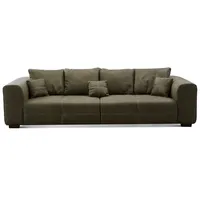 CAVADORE Big Sofa Mavericco inkl. Kissen / XXL-Couch mit tiefen Sitzflächen und modernem Design / 287 x 69 x 108 / Lederoptik dunkelgrün