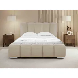 Mirjan24 Polsterbett Wizko, Doppelbett mit Bettkasten, Ehebett, Leistenlattenrost aus Holz (Farbe: Paros 01, Größe: 140x200 cm)