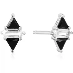 ANIA HAIE - STUD EARRINGS - TRIANGLE - Black/White Cubic Zirconia - silver