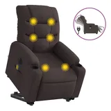 vidaXL Elektrischer Massagesessel mit Aufstehhilfe Dunkelbraun Stoff
