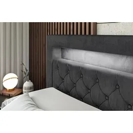 altdecor Boxspringbett mit Matratze (20 cm hoch) und Topper, (4 cm hoch), Polsterbett mit Bettkasten, - Aurora - 180x200... - Schwarz
