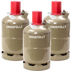 3x Camping Propangas Flasche 5kg  ungefüllt, für Camping, Gasgrill, Gaskocher