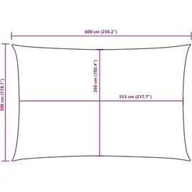 vidaXL Sonnensegel Rechteckig 1 Stück 3 x 6 m Creme
