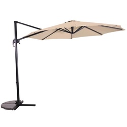 Casa Padrino Luxus Ampelschirm Anthrazit / Naturfarben Ø 300 cm - Sonnenschirm mit Ständer - Garten Sonnenschirm - Terrassen Sonnenschirm - Balkon Sonnenschirm - Garten Terrassen Balkon Accessoires