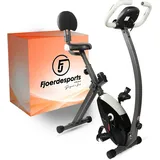 Fjoerdesports Senioren Heimtrainer, faltbarer Fahrradtrainer, Heimtrainer, Fitnessfahrrad LCD Trainingscomputer, klappbarer Hometrainer, inklusive Pulsmessung, 8 Widerstandsstufen (Schwarz)