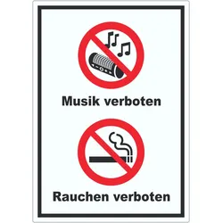 Aufkleber Musik und Rauchen verboten A0 (841x1189mm)