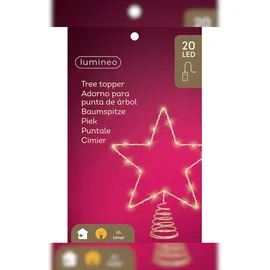 Lumineo LED Christbaumspitze Stern mit Timer 27cm Metall Gold / Klassisch Warm