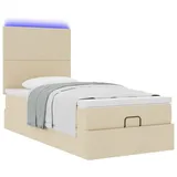 vidaXL Ottoman-Bett mit Matratze Creme 80x200 cm Stoff