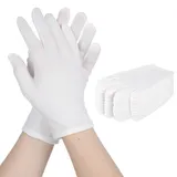 6 Paar Weiße Baumwollhandschuhe für trockene Hände, weiche, atmungsaktive Schlafhandschuhe fürDamen und Herren, dehnbare Arbeitshandschuhe für Münzen, Schmuckinspektion, Kunsthandwerk, Hochzeiten