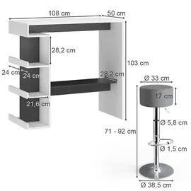 Vicco Bartisch Dana 108 x 50 cm Weiß/Anthrazit