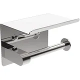 IBERGRIF Toilettenpapierhalter mit 2 Montagemethoden, Klopapierhalter ohne Bohren, Klorollenhalter Wandhalterung, Toilettenpapier Halterung mit Ablage, Edelstahl, Silber