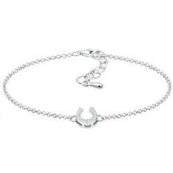 Elli Hufeisen Glücksbringer Zirkonia Steine 925 Silber Armbänder & Armreife   Damen 