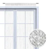 Wometo Fadenvorhang, 90x245 Oeko-Tex®, weiß Silber glänzend kürzbar