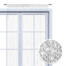 Wometo Fadenvorhang, 90x245 Oeko-Tex®, weiß Silber glänzend kürzbar