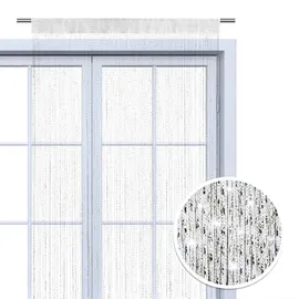 Wometo Fadenvorhang, 90x245 Oeko-Tex®, weiß Silber glänzend kürzbar