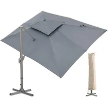 luxuskollektion Ampelschirm 300 x 400 cm Grau