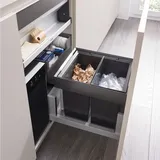 Blanco SELECT II 40/2 Combi Kunststoff, Aluminium, Stahlblech Auszugssystem zur Befestigung an, Abfalleimer, Grau