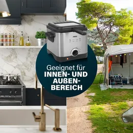 setpoint Mini Öl Fritteuse Single Fett Friteuse Schnitzel frittieren 1,5L mit Salzstreuer