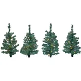 Spetebo Lichterbäumchen Gartenstecker 50 cm - 4er Set / 40 LED - Weihnachts Deko Garten Beleuchtung - Künstliche Tannenbäume beleuchtet LED Tanne Weihnachtsbaum Stecker für draußen