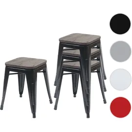 Mendler Hocker HWC-A73 Holz-Sitzfläche 39 x 46 x 39 cm Rot/Schwarz