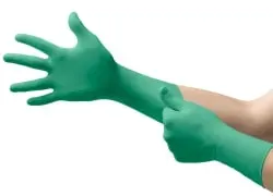 Ansell TouchNTuff® 92-605 Einmalhandschuhe mit Stulpe, grün 92605100 , 1 Karton = 10 Packungen à 100 Stück, Größe 9,5 - 10