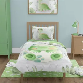 FARO Babybettwäscheset 100x135 Dinosaurier Kuscheltiere - Hellblau