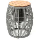 MARELIDA Beistelltisch Gartentisch oval fassförmig Gartenmöbel mit Behälter 49cm grau