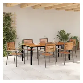 vidaXL Garten Essgruppe 7 pcs Grau und Braun 200 x 100 x 75 cm