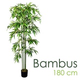 Decovego Bambus Bambus-Strauch Kunstbaum Kunstpflanze Bambusbaum Baum Künstliche Pflanze Bamboo Künstlich Echtholzstamm Deko Innendekoration 180 cm