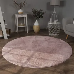 Fellteppich PACO HOME "Kunstfell Soft 380", pink, H:14mm Ø:200cm, Polyester, Teppiche, Fellteppich, Langflor, Kuschelteppich - besonders weich, Uni-Farben