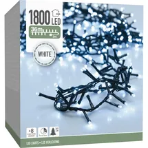 free & easy, self import agencies LED-Clusterlichterkette kaltweiß, 1800 LEDs, grünes Kabel, Innen/Außen, 39m