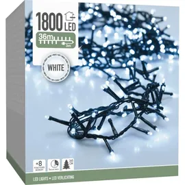 free & easy, self import agencies LED-Clusterlichterkette kaltweiß, 1800 LEDs, grünes Kabel, Innen/Außen, 39m