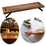 LS-LebenStil XXL Akazie Serviertablett 67cm klappbar Griff Tapas Holz-Tablett Deko-Tablett Frühstückstablett Betttablett Servierbrett Lebensmittelecht zum Hinstellen