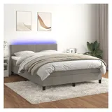 vidaXL Boxspringbett 140 x 200 cm LED Hellgrau